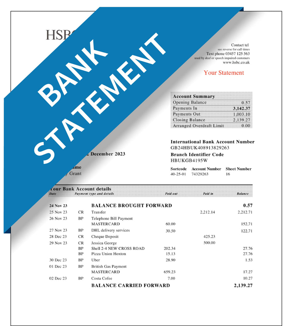 Bank Statement – Express Apostille Service
