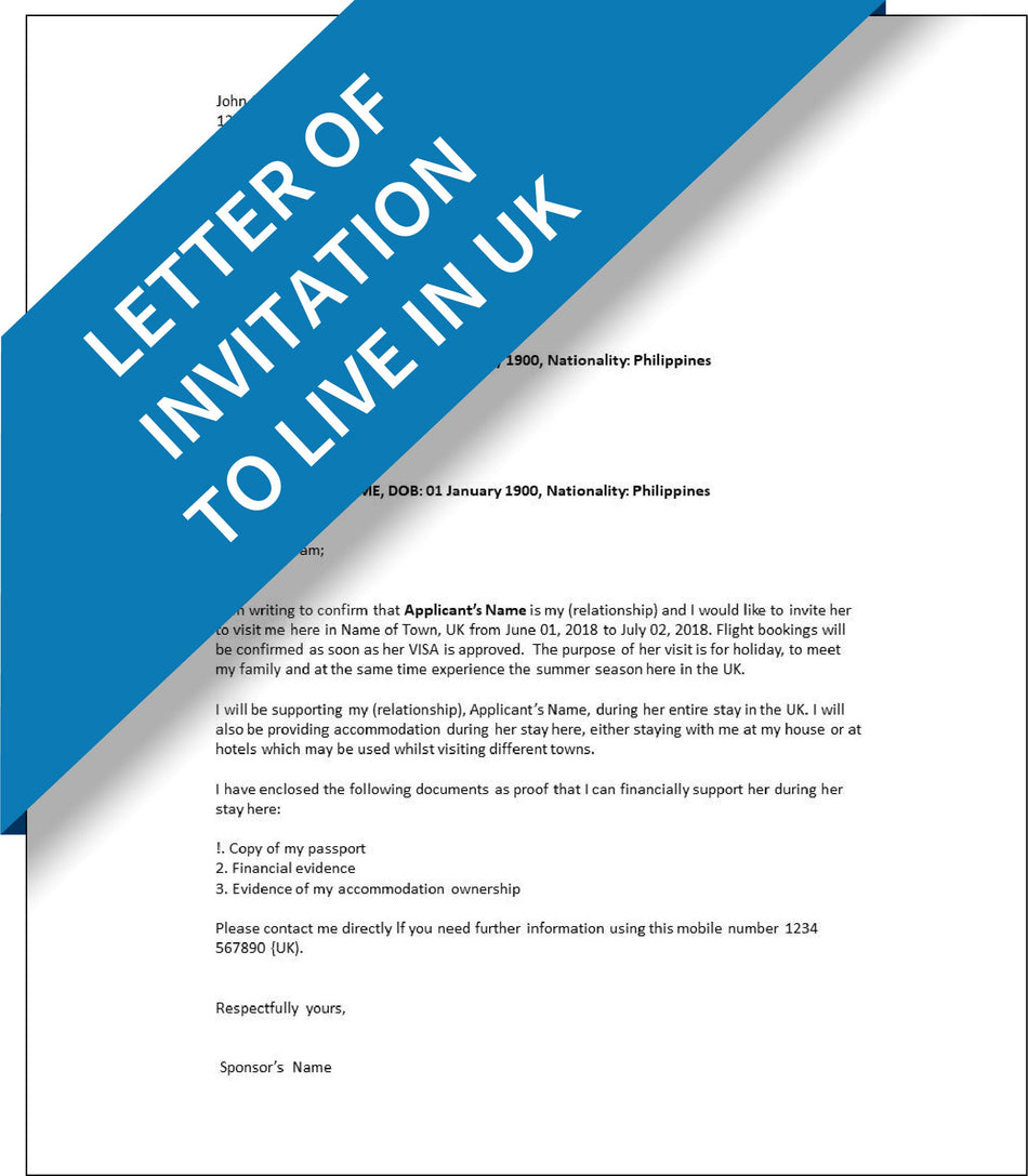 Letter of invitation (to Live in UK) – Express Apostille Service