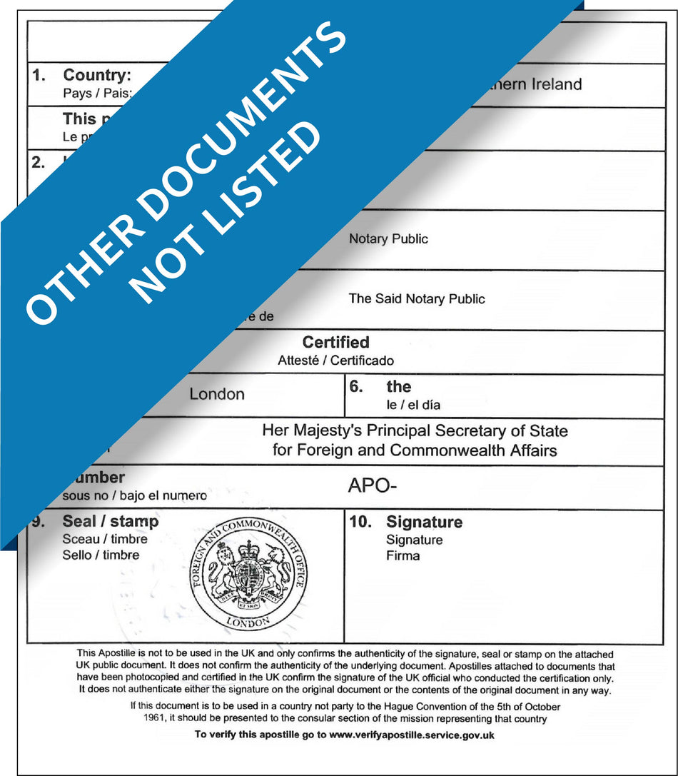 Other documents not listed – Express Apostille Service