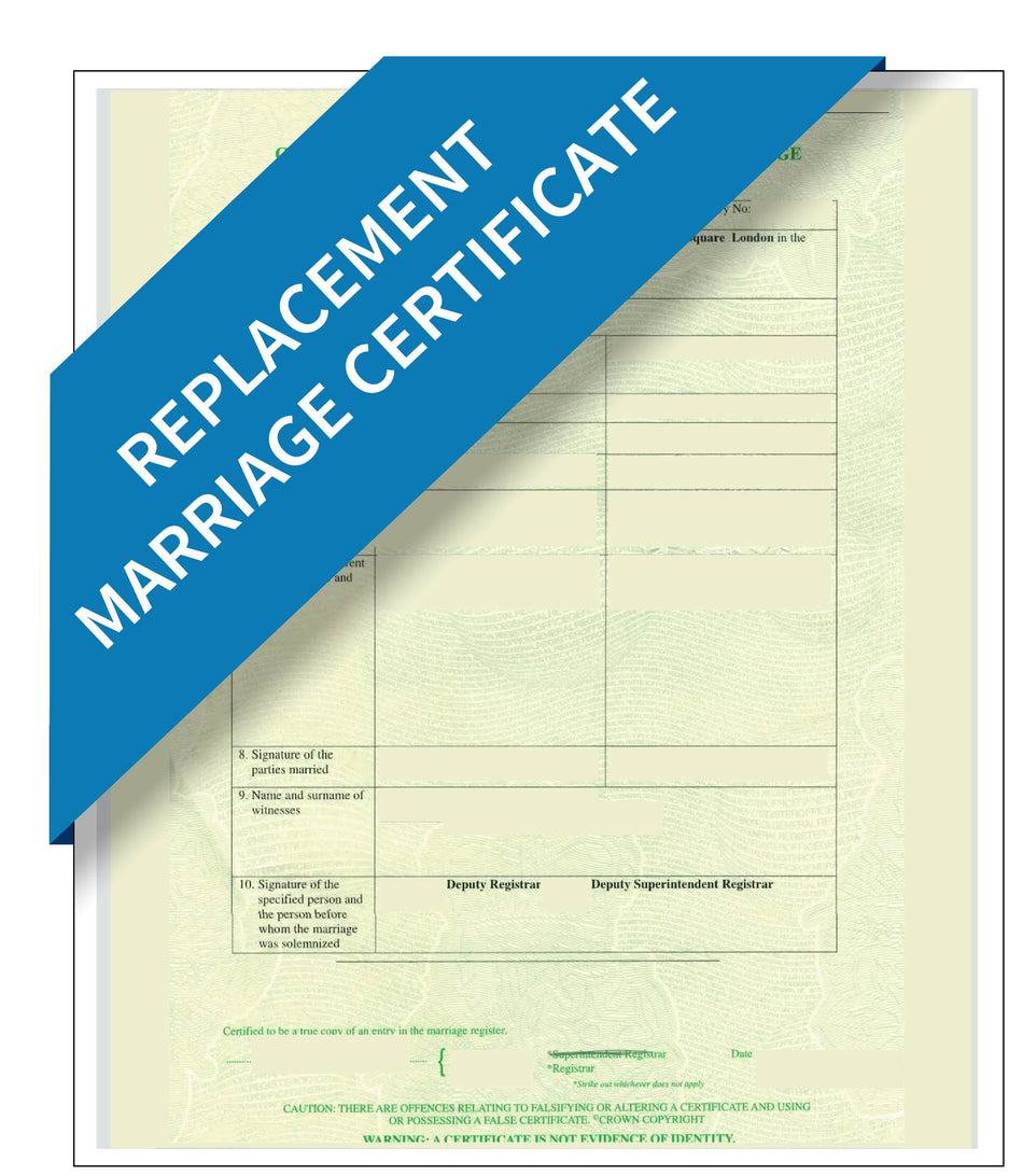 Replacement UK Marriage Certificate