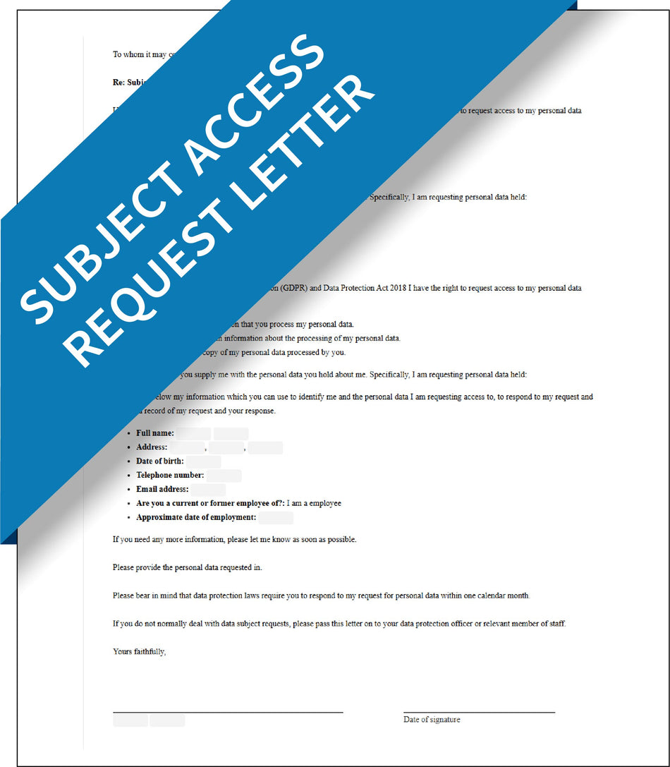 Subject Access Request Letter  – Express Apostille Service
